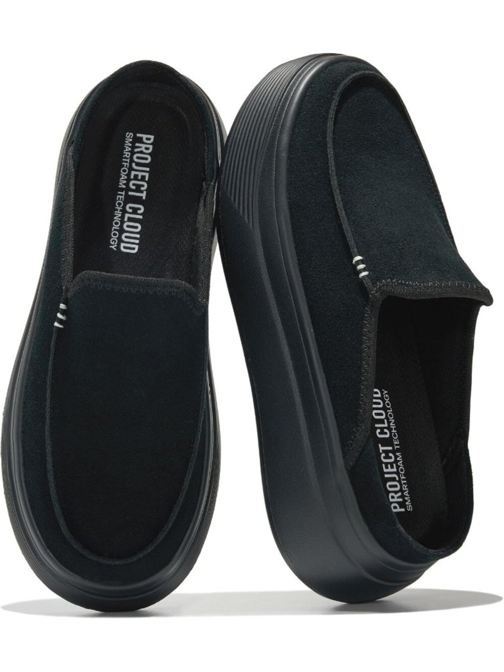 Women's Black Suede Rubber Sole Clogs & Mules Stylish Non-Slip Loafers Shoes